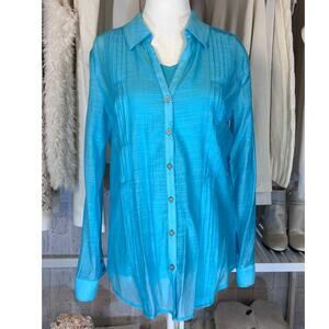 Chico's Women's Size 0 XS Turquoise Lightweight Sheer Blouse & Tank Set #0137